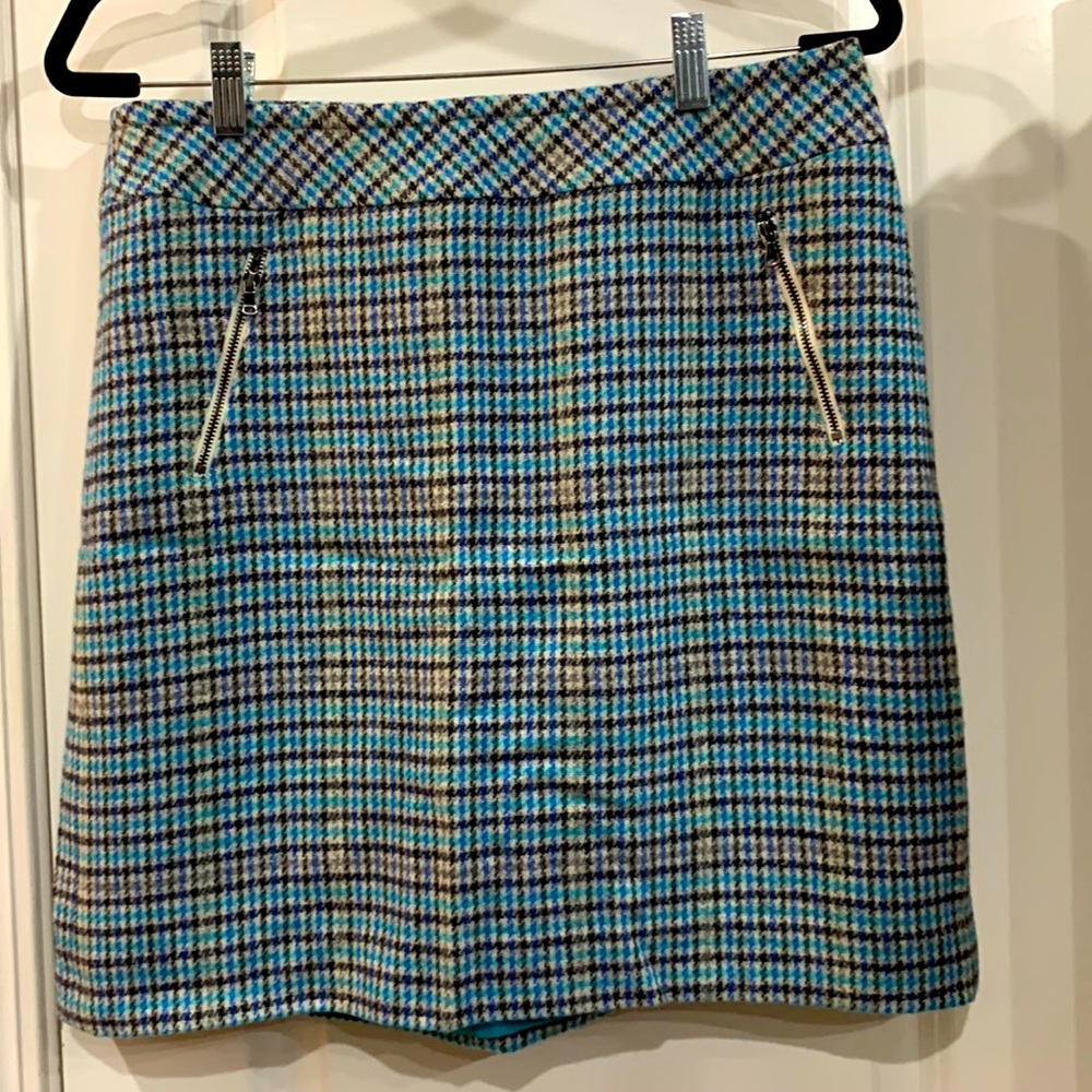 Talbots petite 10 P wool plaid skirt with pockets EUC